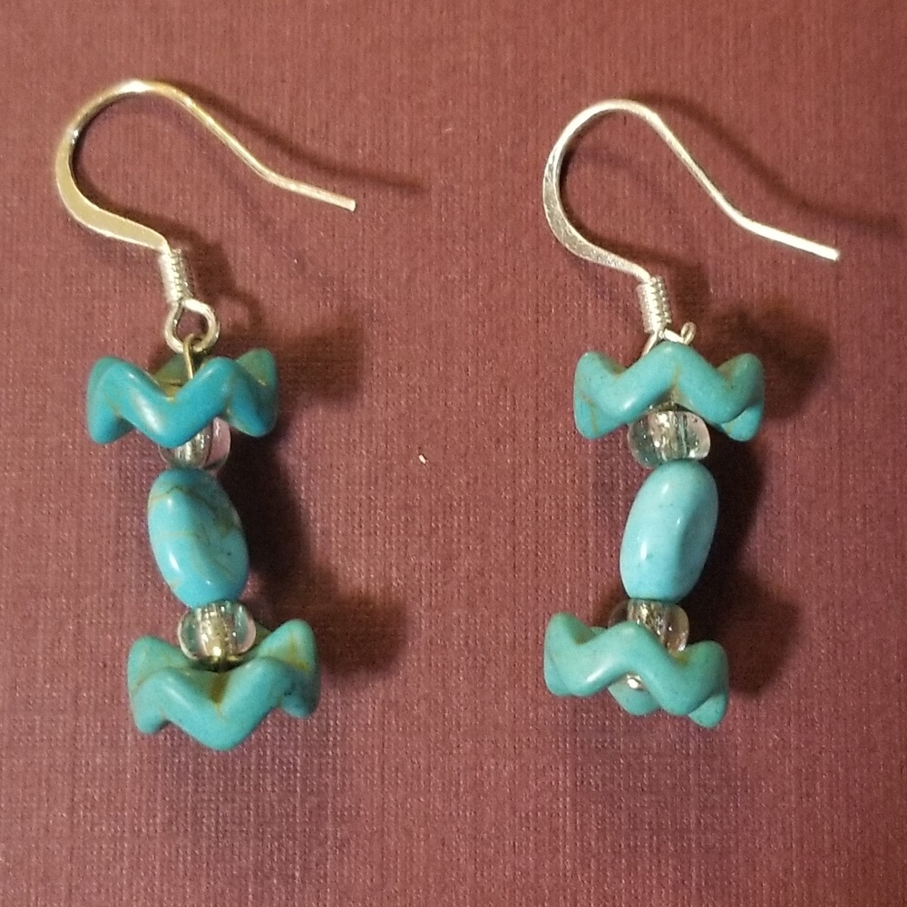 Teal Bead Dangle Earrings